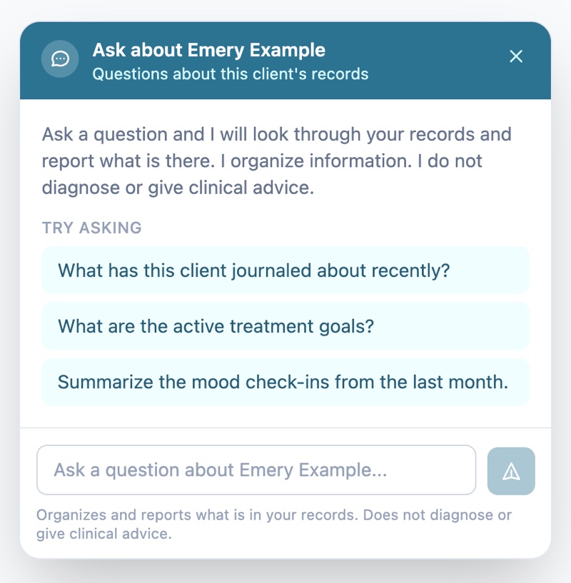 Assistant answering questions about a single client