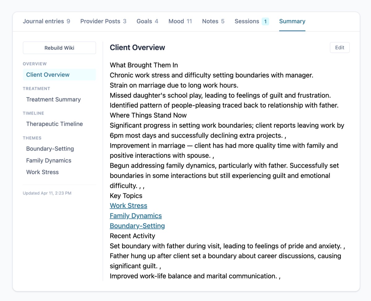 Review the client summary