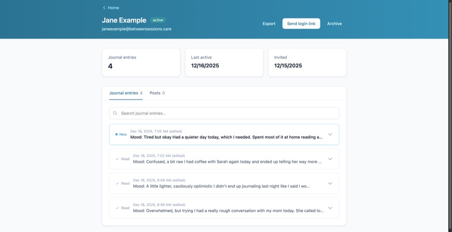 Review client journals